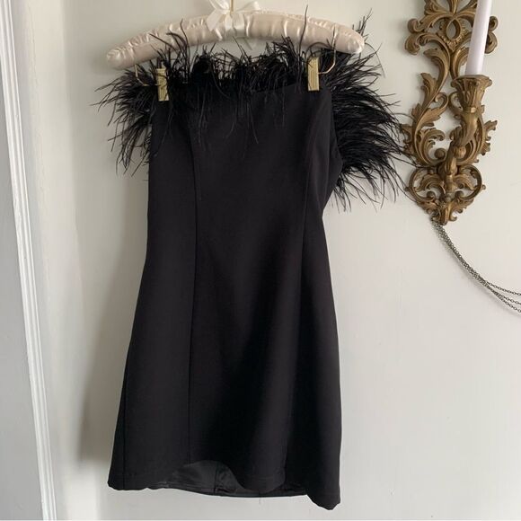 ASTR BLACK FEATHER MINI DRESS - Picture 6 of 13